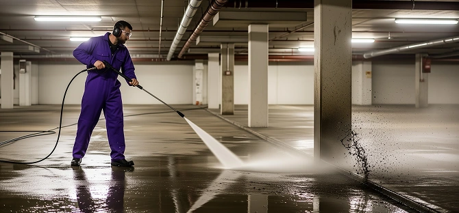 A team of professionals cleans up